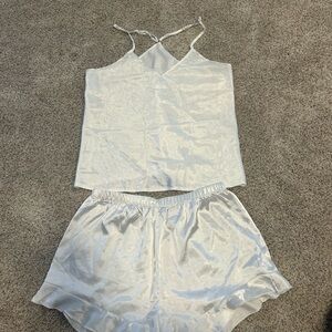 Elegant White Satin Sleepwear Set